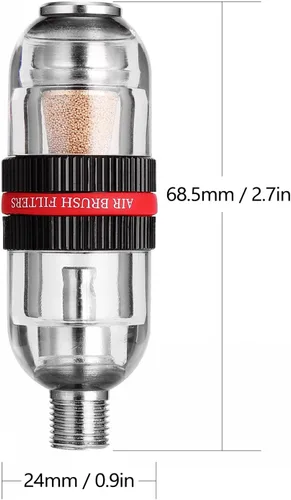Vista 2 de Mini filtro de aire para aerógrafo trampa de agua de humedad, 1/8 de pulgada con hilos BSP, separador de agua y aceite para modelos Gundam, pintura