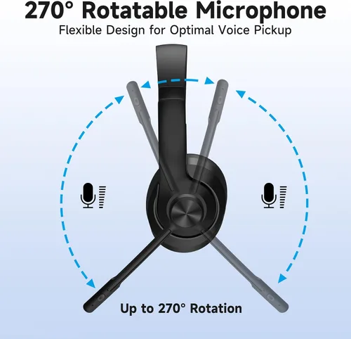 Vista 6 de AOC Wireless Headset with Mic for Work, Bluetooth 5.4 Computer Headphones. with USB-A Dongle, Clear Call Mic, 30H Battery, One-Touch Mute, Great