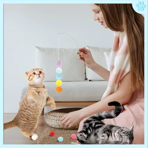 Vista 3 de 24 bolas coloridas para mascotas, bolas de felpa suave, pelota de juguete favorita del gato, juguete interactivo para gatos.