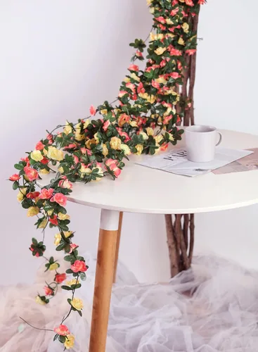 Vista 2 de Miracliy - Paquete de 5 guirnaldas de flores de 41 pies, flores artificiales de plástico para decoración de bodas, telón de fondo y cabina de fotos