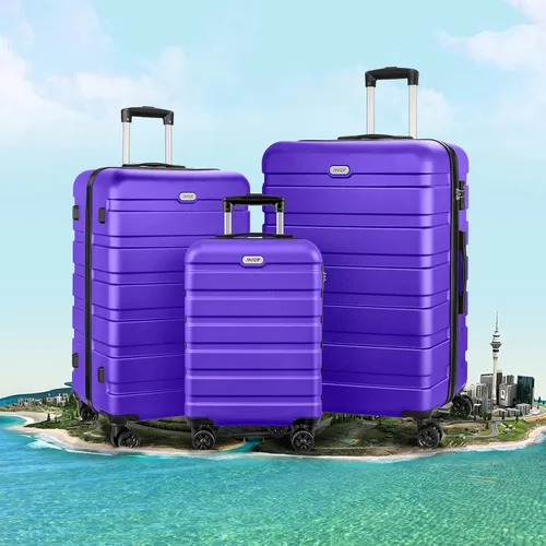 Vista 2 de AnyZip Maleta ligera de policarbonato ABS con 4 ruedas universales TSA Lock, Púrpura violeta