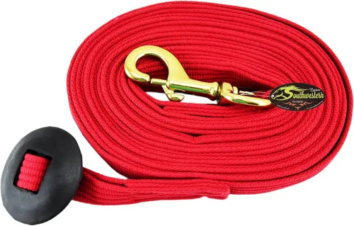 Vista 6 de Southwestern Equine Línea de estocada para caballos de algodón con broche de perno y tope de goma (negro, 24')