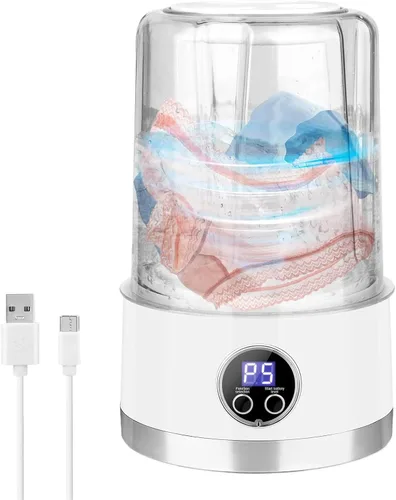 Vista 8 de Mini lavadora – Máquina de ropa interior de 1 litro, herramienta de limpieza de sujetadores suaves, unidad eficiente de doble modo, dispositivo