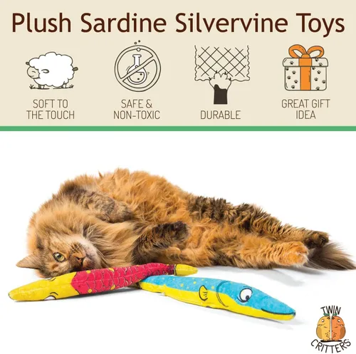 Vista 2 de Silvervine - Paquete de 2 juguetes orgánicos sustitutivos de hierba gatera para gatos y gatitos 100% natural cosechado en la naturaleza 2