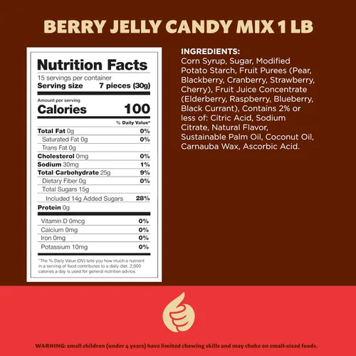 Vista 2 de Berry Jelly Candy Mix, Dye Free Candy, Vegan Gummies, 1 Lb Bag