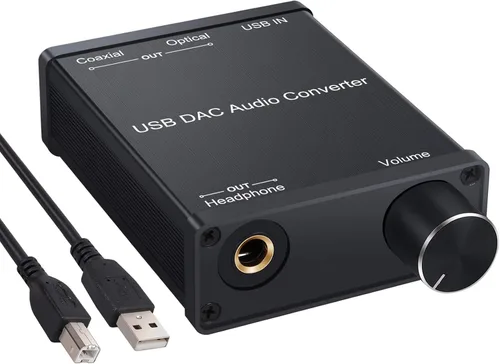 Vista 10 de LiNKFOR Convertidor de conector de auriculares coaxial USB a SPDIF RCA y conector de auriculares de 0.138 in - Adaptador de audio óptico - PCM