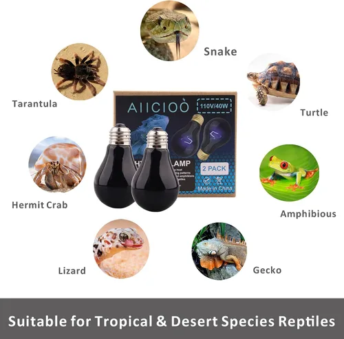 Vista 5 de Lámpara de calor para reptiles – Bombilla de calor nocturna de reptiles de 40 W, terrario, bombilla similar a la luna, para dragón barbudo, gecko
