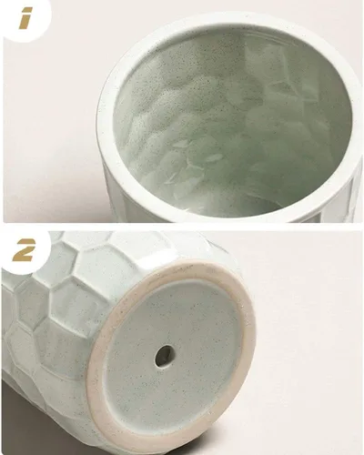 Vista 4 de Macetas de cerámica con forma de panal recto para suculentas, macetas modernas geométricas de cerámica para plantas, jarrón decorativo