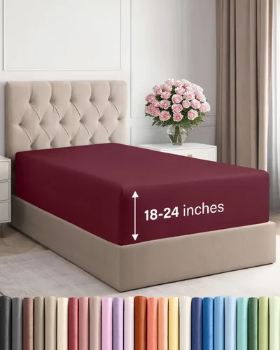 Vista 160 de Sábana bajera ajustable extra profunda Twin XL – Sábana bajera individual de lujo de hotel solamente – Se adapta fácilmente a colchones de 18 a 24