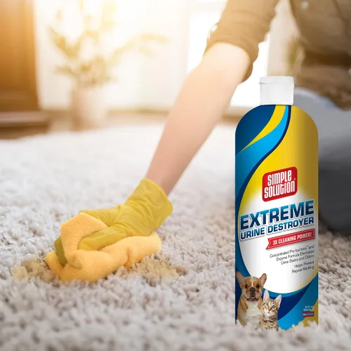 Vista 6 de Simple Solution Extreme Orine Destroyer - Limpiador enzimático Removedor de manchas y olores de mascotas con 2 veces más potencia de limpieza