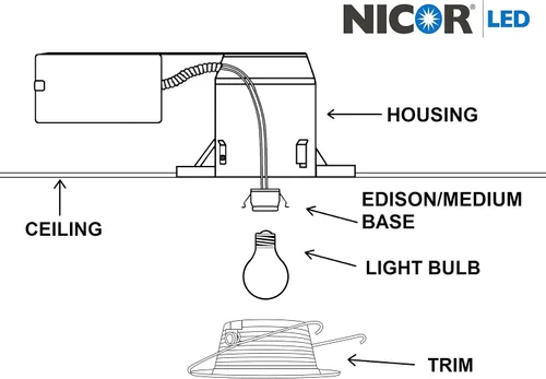 Vista 4 de NICOR Iluminación de carcasa LED de 6 pulgadas para aplicaciones de remodelación, clasificación IC (17014AR)