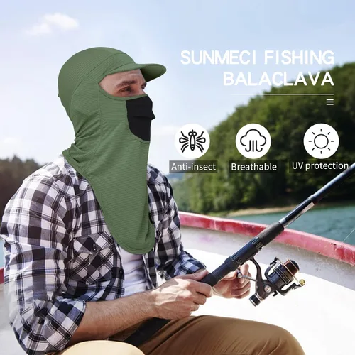 Vista 4 de SUNMECI Pasamontañas de protección solar transpirable de ala completa, máscara refrescante para pesca, barco, ciclismo, máscara solar para hombres