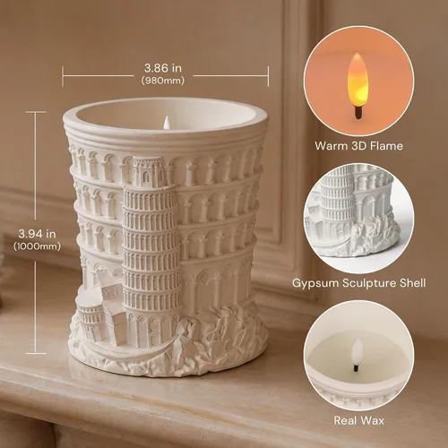 Vista 14 de L LOHAS LED Velas sin llama con control remoto, vela de pilar LED con Blanco