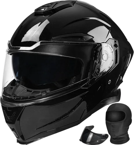 Vista 13 de Casco Moto Modular, Doble Visera Solar Antivaho y Visión 190°, Ventilación Multizona, Forro Extraíble Lavable, ABS Resistente DOT Homologado