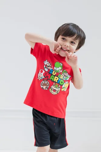 Vista 5 de SUPER MARIO Paquete de 4 camisetas de manga corta grisazulrojoverde