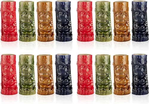 Vista 9 de LEMONSODA Vasos de cerámica tiki hawaianos (cerámica, juego de 4)