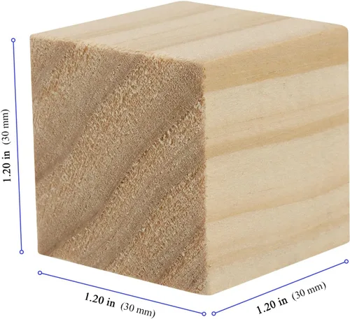 Vista 2 de KEILEOHO 100 bloques de madera pequeños de 1.2 pulgadas, cubos de madera sin terminar, bloques cuadrados sólidos en blanco para manualidades