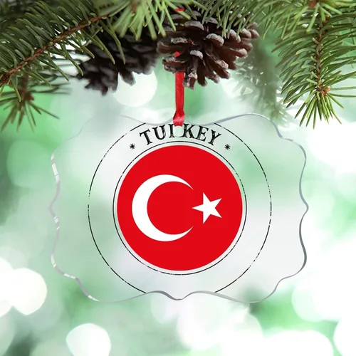 Vista 10 de Adornos de Navidad de Uzbekistán, bandera de Uzbekistán, adornos de árbol de Navidad, adornos de Navidad personalizados de acrílico transparente