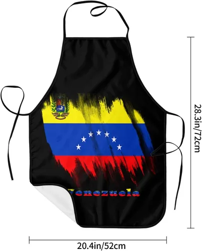 Vista 5 de Delantal de bandera venezolana para hombres y mujeres, ajustable, gran volumen, estampado, divertido, vintage, delantales para cocina