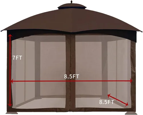 Vista 2 de CoastShade Mosquitera de repuesto para kiosco de 8 x 8 pies con 42 ganchos en O y 42 ganchos en J, se adapta a pantallas de toldo de 8 x 8 pies