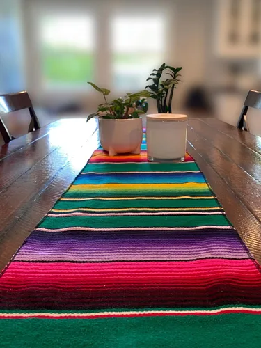 Vista 3 de Del MEX (TM) mexicano Serape manta camino de mesa Assorted