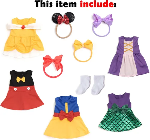 Vista 4 de Accesorios para muñecas de bebé, 5 ropa de muñeca, trajes de princesa de sirena para muñecas de 15 a 18 pulgadas, muñecas de bebé de 15 pulgadas, 10