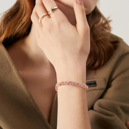 Vista 7 de Erecter Infinity Heart Symbol Charm Link Bracelet for Women Cubic Zirconia Bangle Crystal Love Bracelet Jewelry Anniversary Jewelry Christmas