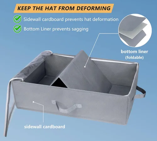 Vista 4 de AOODA Caja de almacenamiento grande para gorras de béisbol, con capacidad para hasta 50 gorras, organizador de sombreros anchos para armario