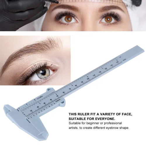 Vista 4 de Plantilla de cejas Vernier Caliper – Regla de posicionamiento permanente reutilizable de cejas para medir el maquillaje