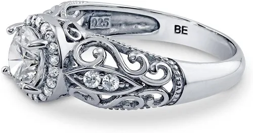 Vista 3 de BERRICLE Sterling Silver CZ Solitaire Wedding Engagement Promise Rings for Her, Round Cubic Zirconia Ring for Women