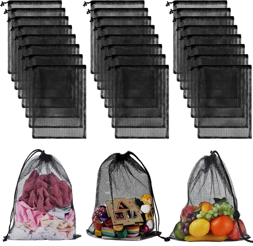 Vista 9 de 13 "X15.5" 12pcs malla lavandería cordón bolsa nylon cordón gimnasio bolsa con cierre de cordón