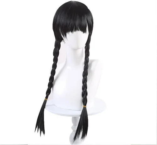 Vista 7 de Poboola Wednesday Addams - Disfraz de vestido para niñas con peluca para niños, vestido de fiesta de patinador acampanado para miércoles, cosplay
