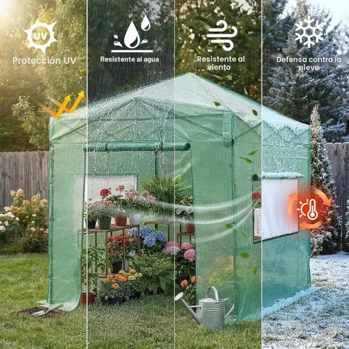 Vista 5 de CROWN SHADES Invernadero emergente de 8 x 6 para exteriores, verde Verde (New Green)