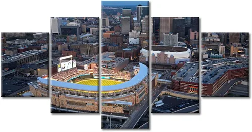 Vista 61 de Busch Stadium Baseball Home Decor St. Louis, Missouri Cityscape - Pósteres e impresiones artísticas de pared de 5 piezas de estadios de béisbol