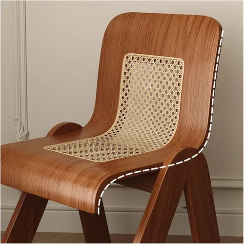 Vista 3 de sillas de comedor Silla de comedor de madera maciza Ratán Respaldo del hogar Sub Pequeño Sala de estar Balcón Cocina moderna