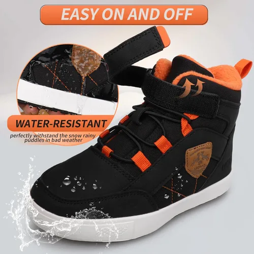Vista 3 de UOVO Zapatos para niños resistentes al agua, botas de skate de media parte superior, botas atléticas para niños, talla 11 para niños pequeños a 6.5