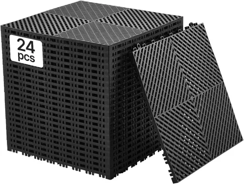 Vista 15 de VEVOR Tapete de Drenaje Entrelazado, Cojín Modular Entrelazado de 12" x 12", 12 Piezas de Tapetes de Drenaje de Empalme, Baldosa de Piso de Drenaje