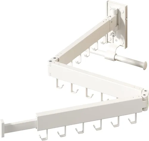 Vista 14 de HEILAIYI Estante de Secado de Ropa para Lavandería, Perchero de Ropa Montado en la Pared, Plegable, Retráctil, Plegable (Con Ganchos en Forma de J)