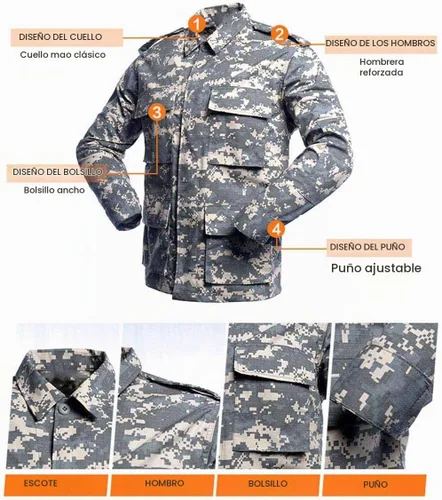 Vista 4 de LANBAOSI Conjunto táctico de caza para hombre, uniforme de combate, camisa, chaqueta y pantalones ACU