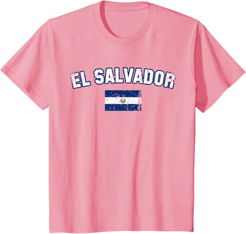 Vista 52 de EL SALVADOR Bandera Vintage Hombres Mujeres Niños Camiseta EL SALVADOR