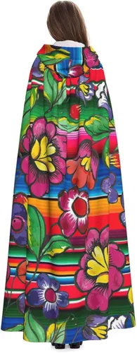 Vista 4 de Colorida capa con capucha de serape mexicano capa unisex con capucha capa de bruja de vampiro disfraz de cosplay