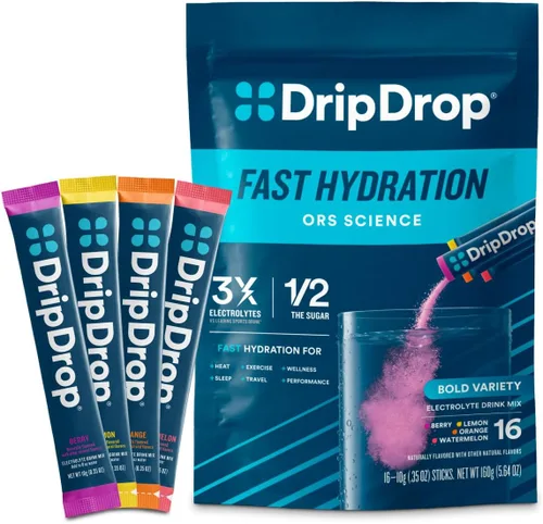 Vista 19 de DripDrop ORS - Polvo de electrolitos patentado para alivio rápido de la deshidratación, para entrenamiento, sudoración, enfermedad y recuperación