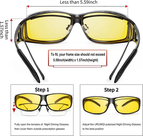 Vista 3 de URUMQI Gafas de conducción de visión nocturna para hombres y mujeres, lentes polarizados antirreflejos, lentes de alta definición amarillas