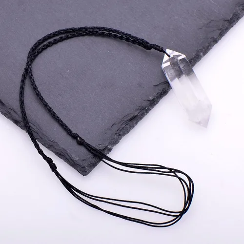 Vista 6 de Collar grande de cristal curativo de 2 pulgadas, colgante mineral natural con cordón ajustable