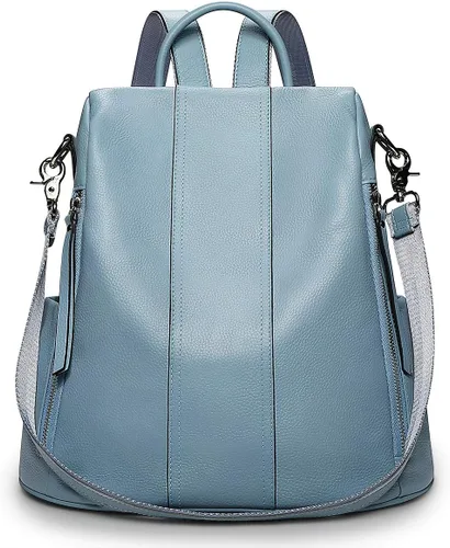 Vista 24 de S-ZONE - Mochila de piel suave para mujer, antirrobo, mediana, bolsa de hombro 2-negro