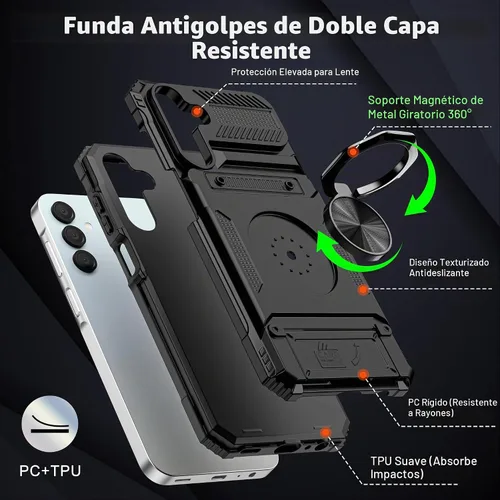 Vista 3 de Vofolen Funda tipo cartera para Samsung Galaxy A15 5G con tarjetero negro
