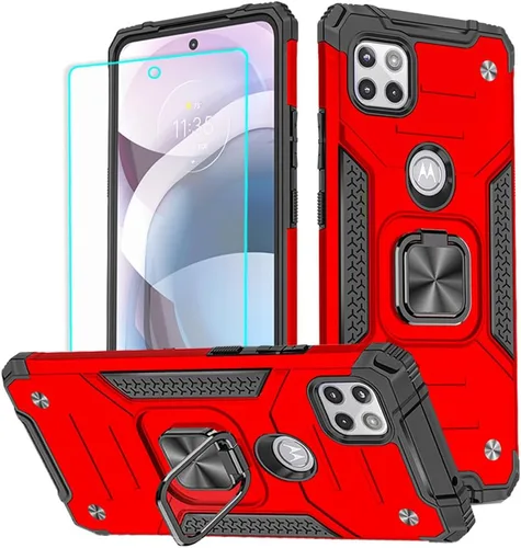 Vista 11 de Funda para Motorola One 5G ACE con protector de pantalla: grado militar giratorio de 360° con función atril a prueba de golpes para Motorola One 5G