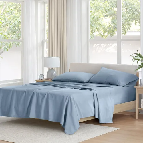 Vista 11 de Comfort Spaces Juego de sábanas 100% algodón transpirable, ligero, suave con bolsillo elástico de 14 pulgadas que se adapta a colchones de hasta 16