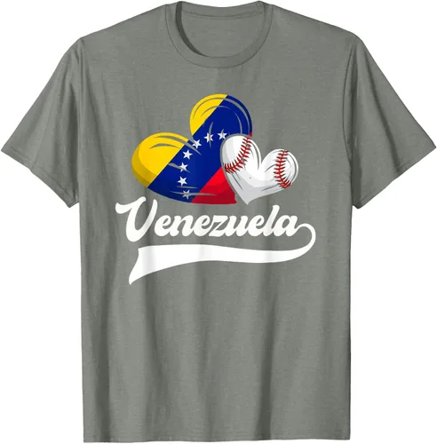 Vista 68 de Camiseta de béisbol venezolana con diseño de corazón y bandera de Venezuela, Negro
