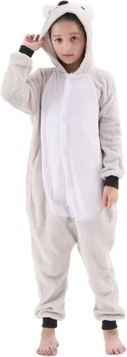 Vista 4 de Disfraz de animal de forro polar para niños y niñas, disfraz de Halloween con capucha